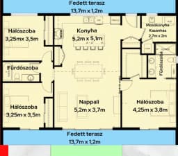 Helsinki ház belső tér átlátása, nappali és konyha nézettel