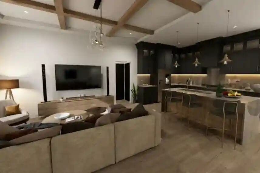Montana ház valós fotó modern homlokzattal és terasszal