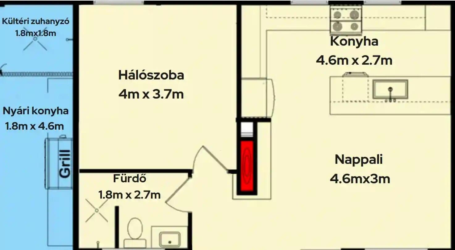 Santa Cruz ház klasszikus alaprajz szobafelosztással