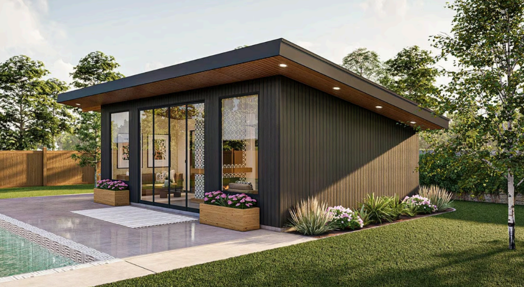 Santa Cruz ház modern nyílászárókkal és faburkolattal